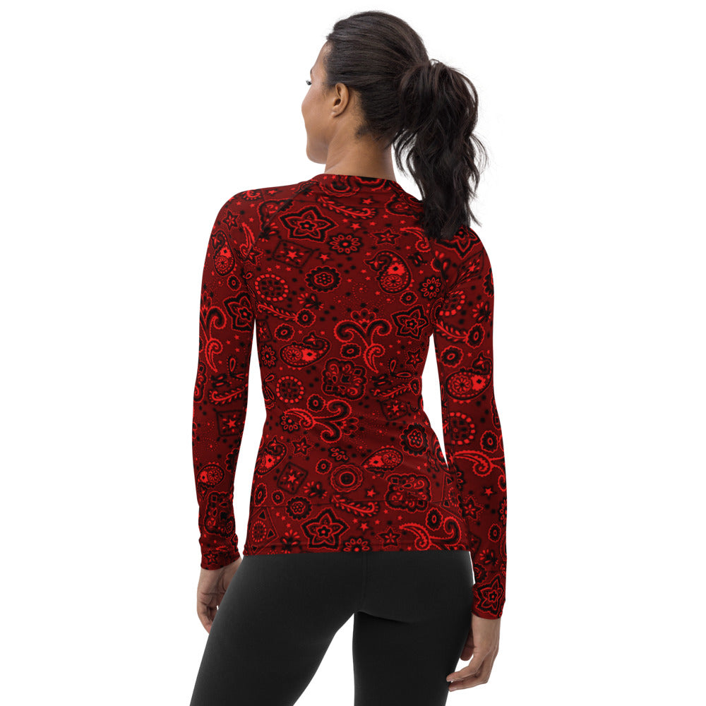 Crimson Bandana Women's Rash Guard