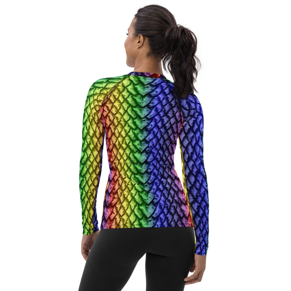 Rainbow Dragon Scale Women's Rash Guard