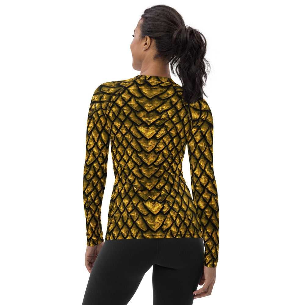 Gold Dragon Scale Women's Rash Guard