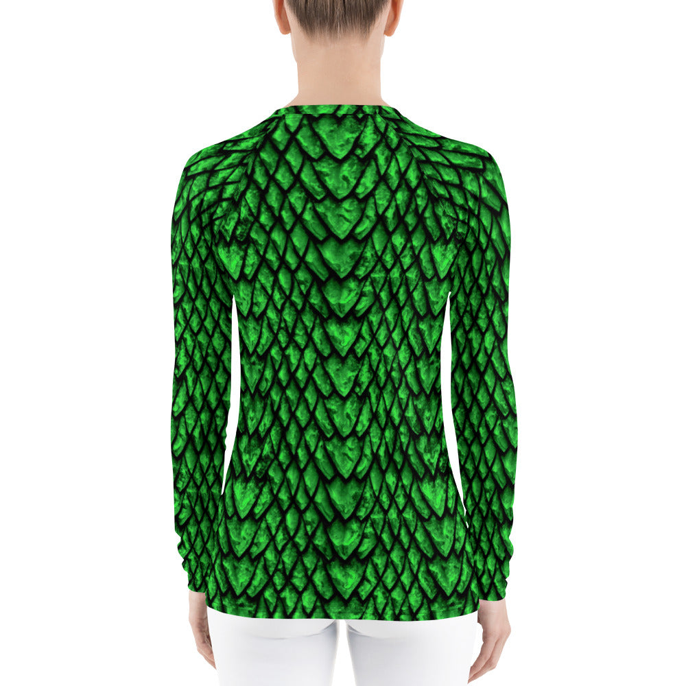 Emerald Dragon Scale Women's Rash Guard