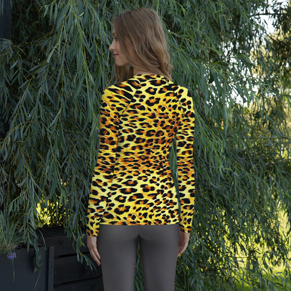 Leopard Print Women's Rash Guard