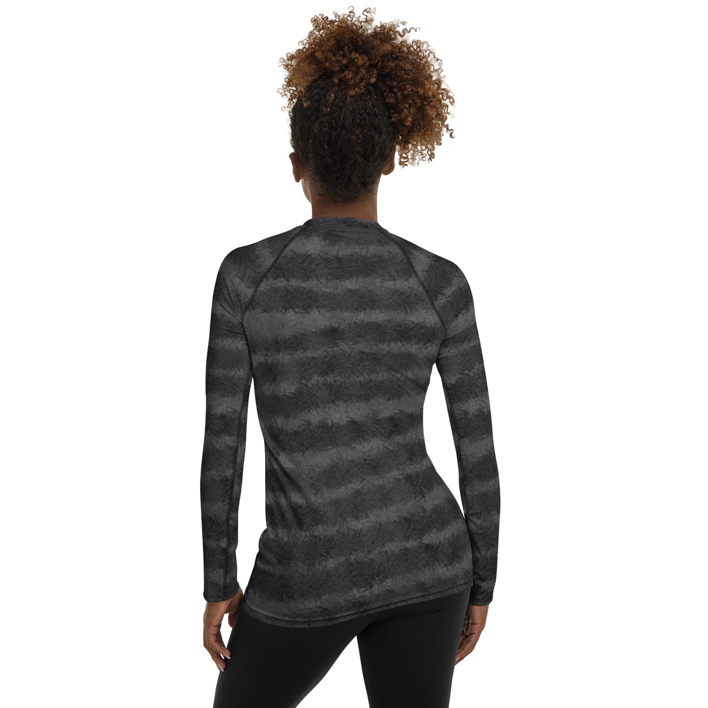 Grey Tabby Cat Fur Print Women's Rash Guard