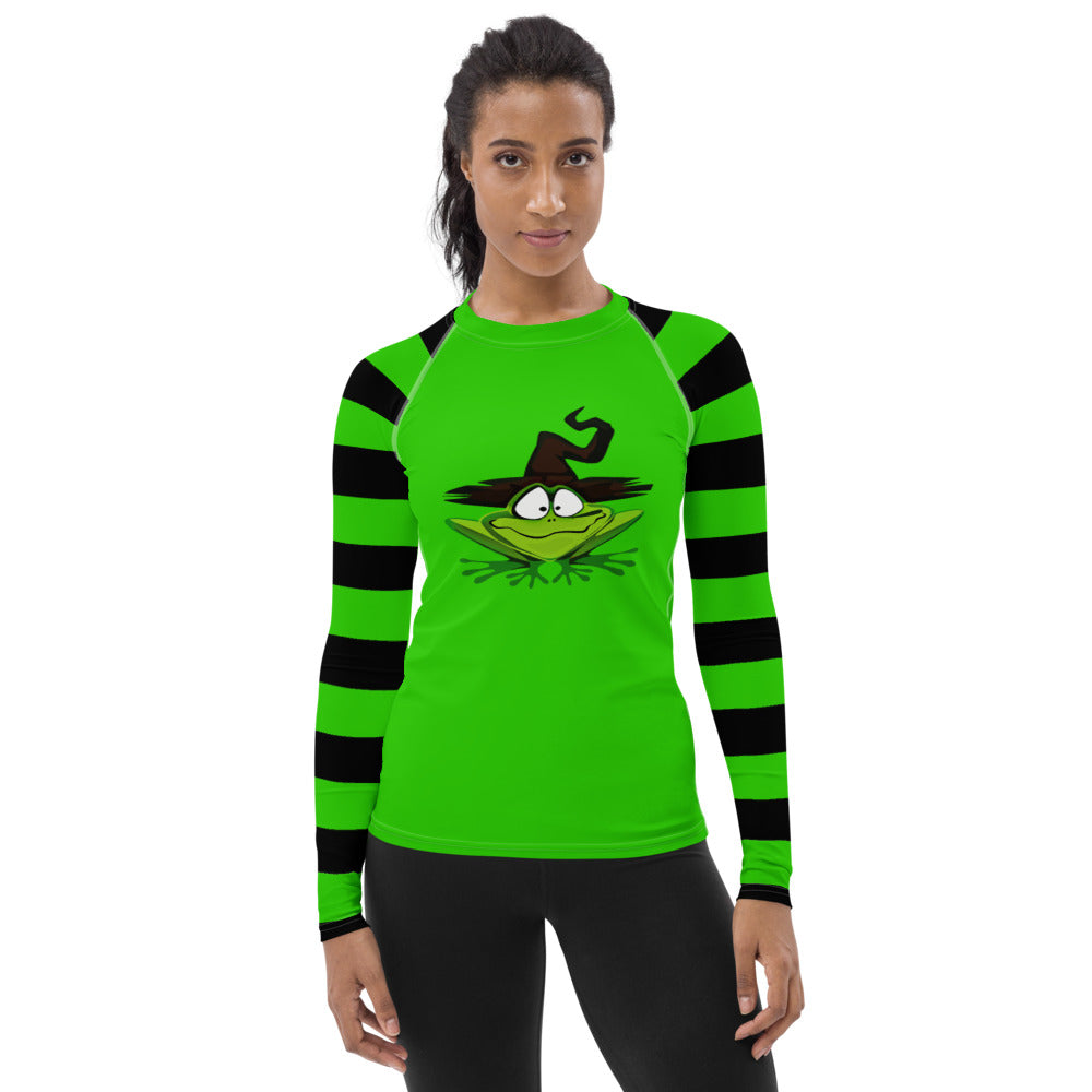 Witchy Green Stripe Women's Rash Guard