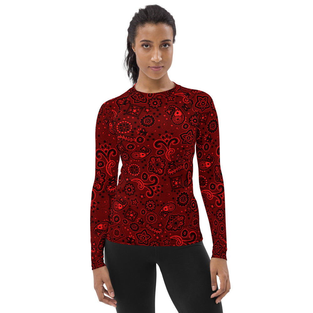 Crimson Bandana Women's Rash Guard