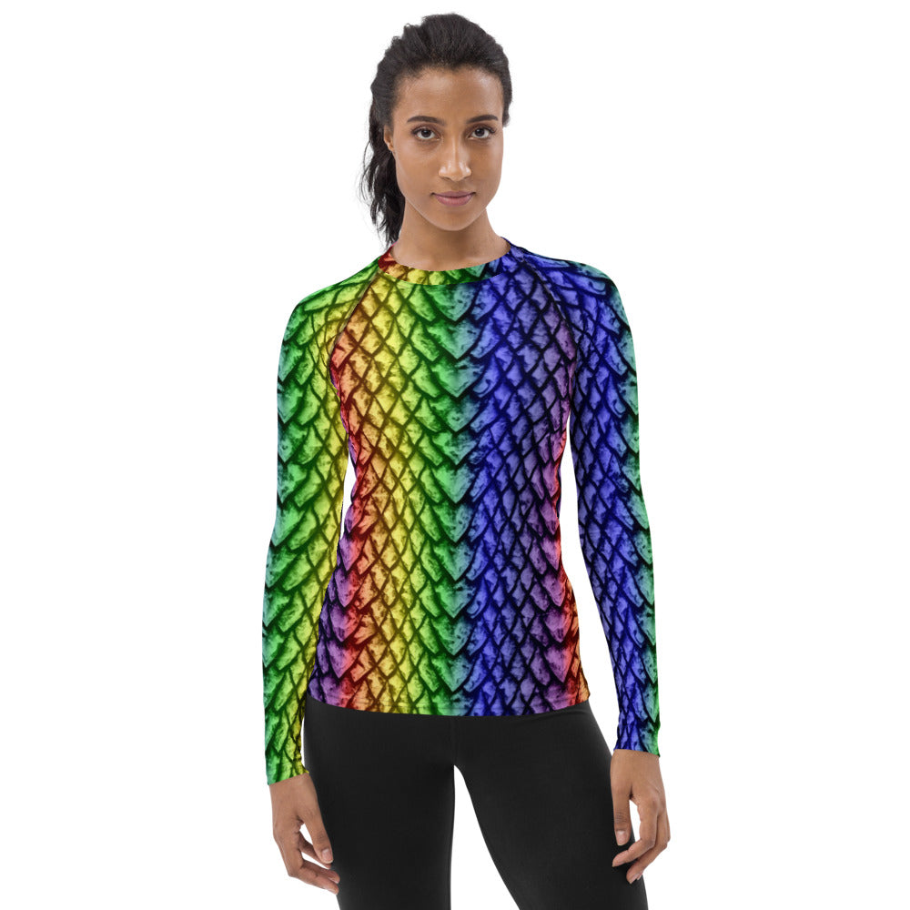 Rainbow Dragon Scale Women's Rash Guard