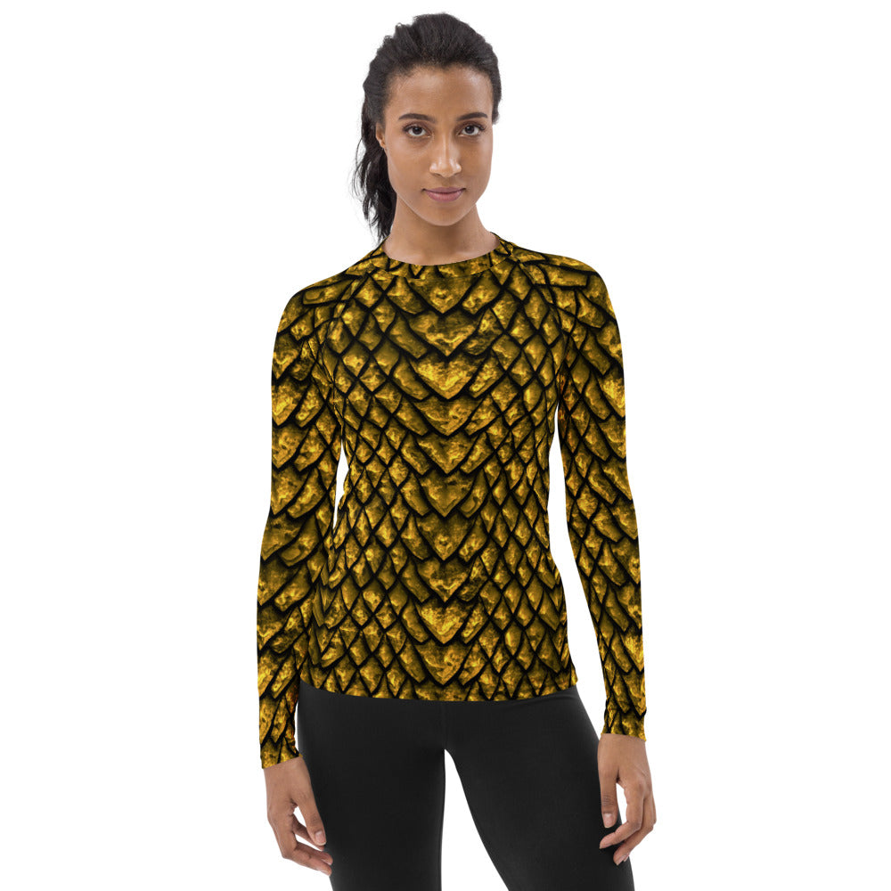 Gold Dragon Scale Women's Rash Guard