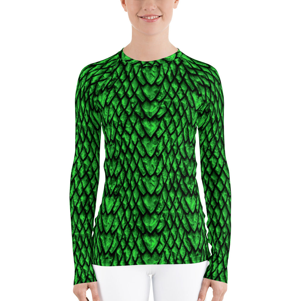 Emerald Dragon Scale Women's Rash Guard