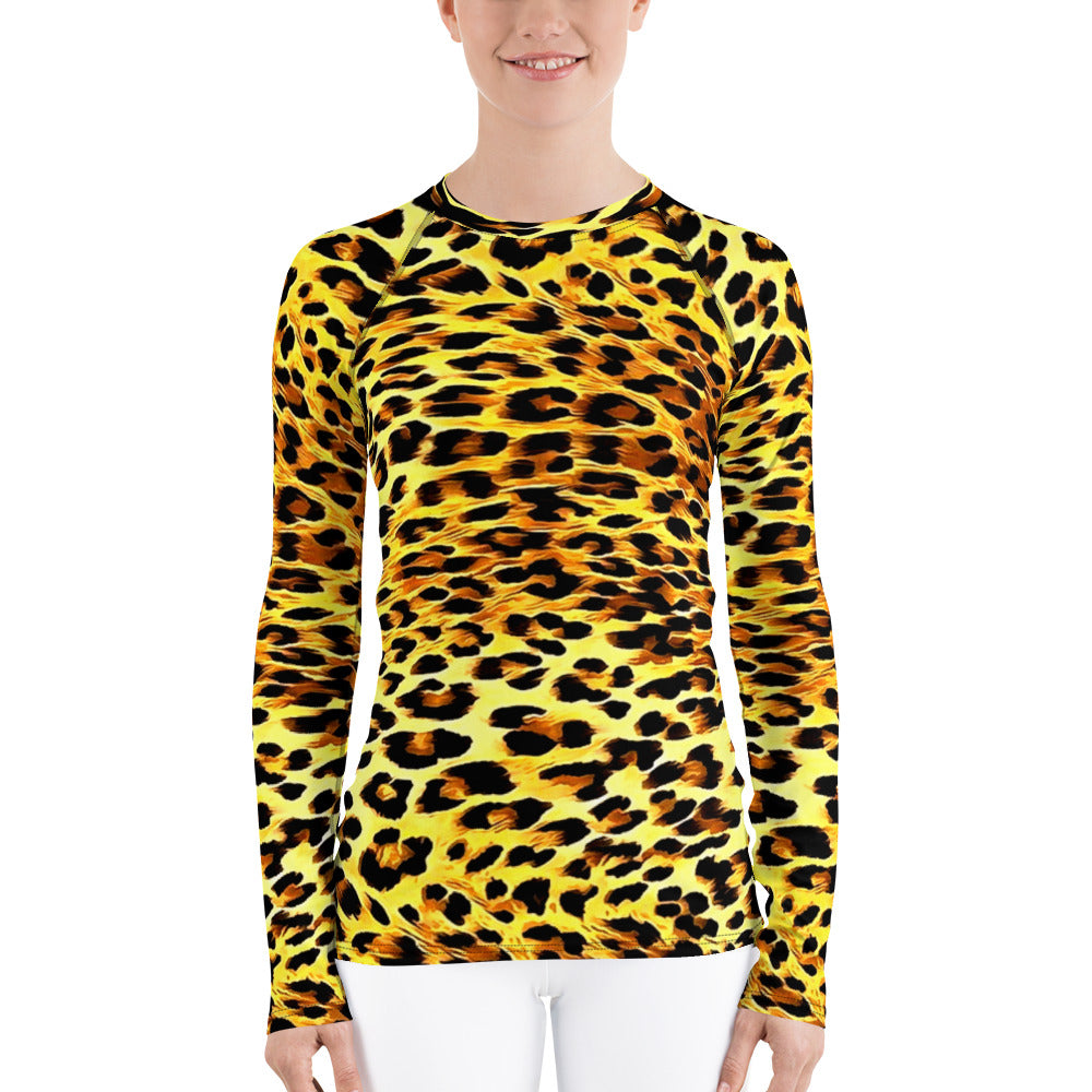 Leopard Print Women's Rash Guard