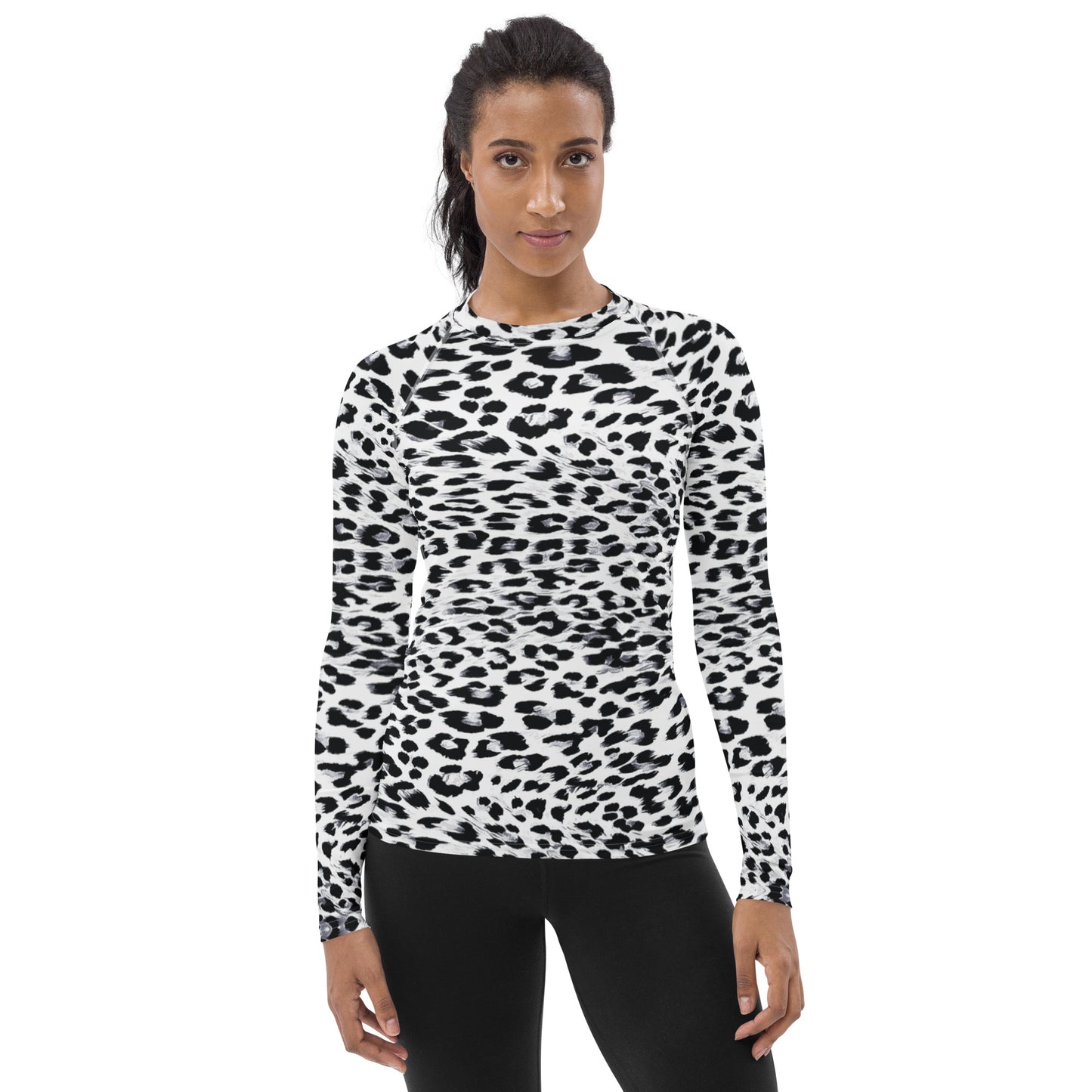 Snow Leopard Print Women's Rash Guard