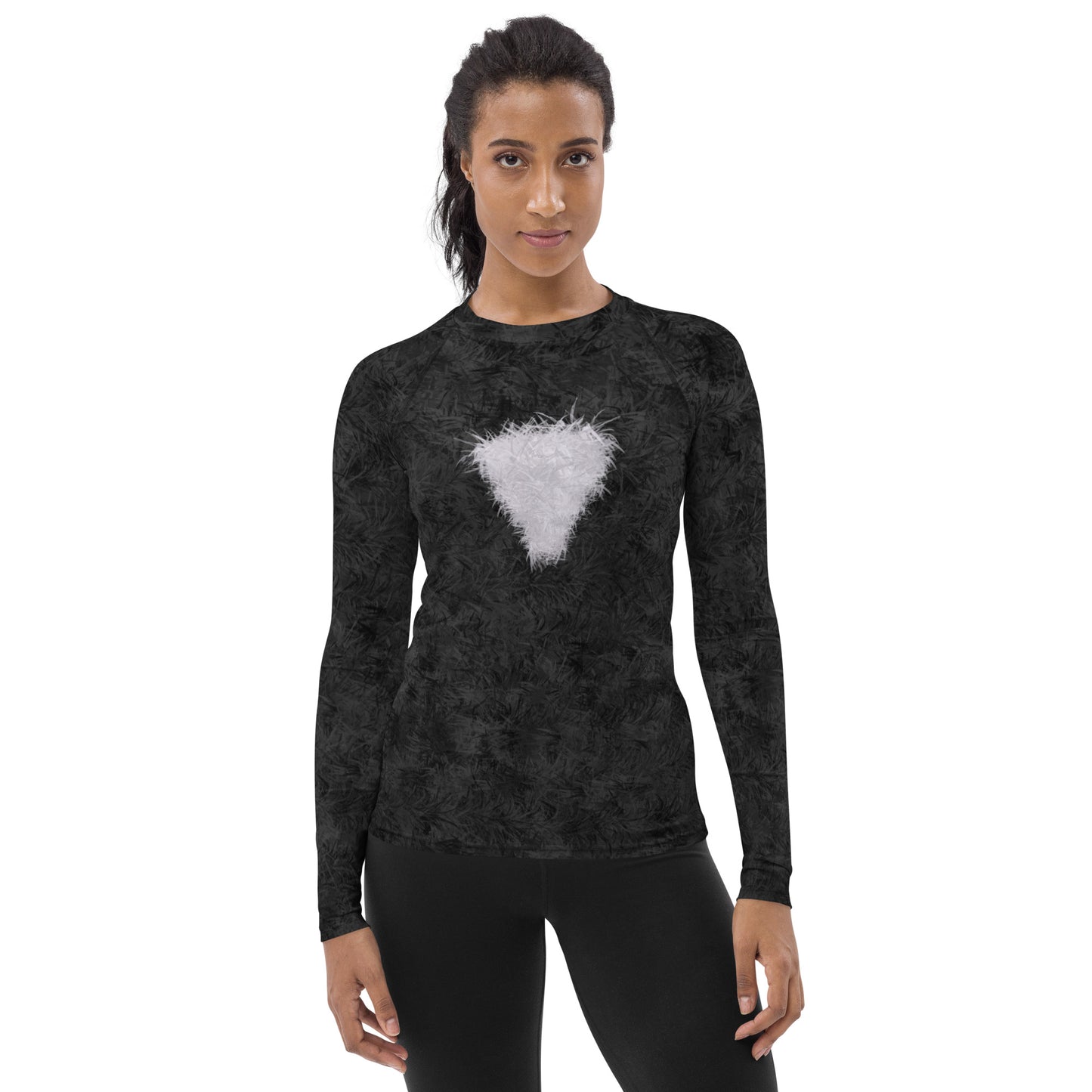 Black Cat with White Bib Fur Print Women's Rash Guard