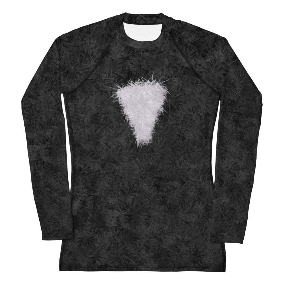 Black Cat with White Bib Fur Print Women's Rash Guard