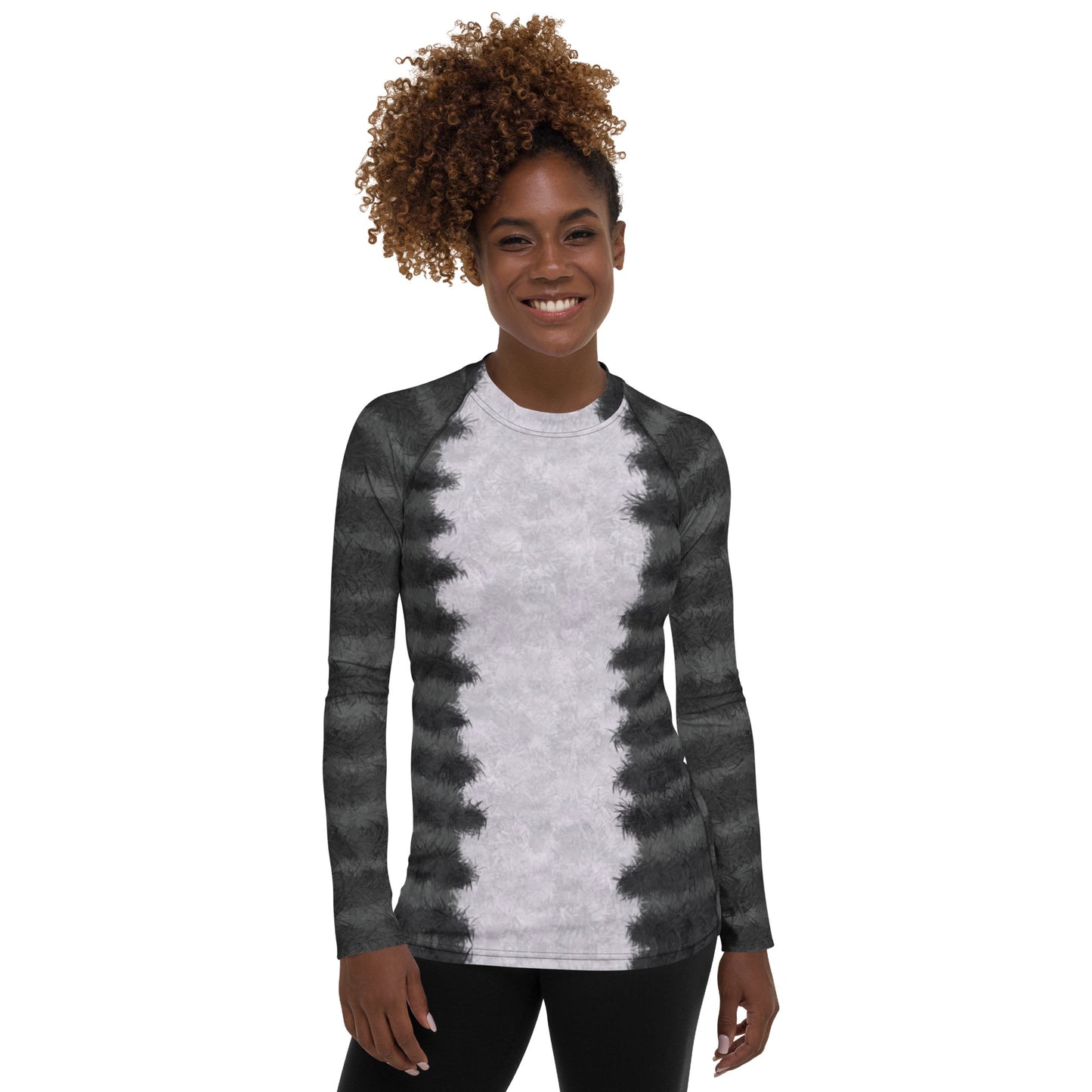 Grey Tabby Cat Fur Print Women's Rash Guard