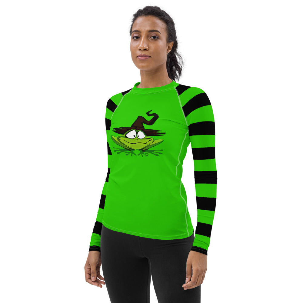 Witchy Green Stripe Women's Rash Guard