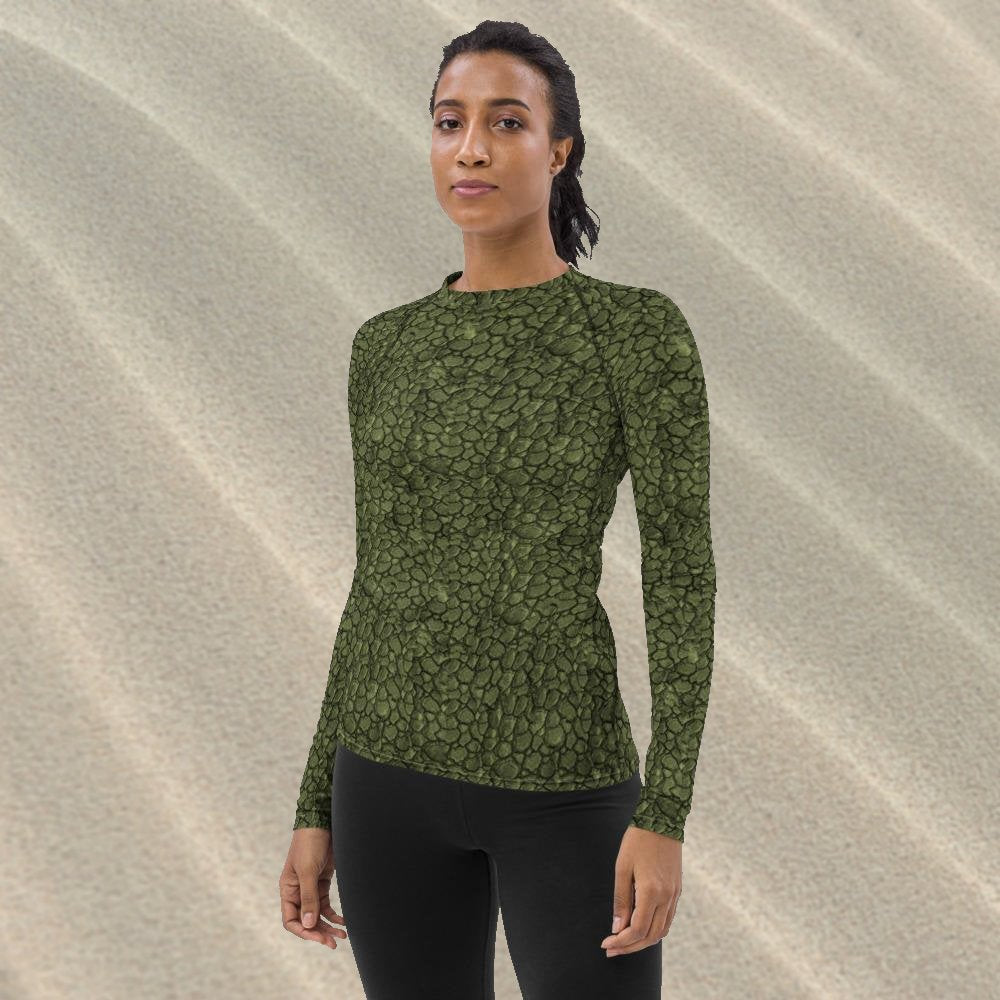 Rusty Contrast Rash Guard Scaly Monster Women's Rash Guard – Stonecrowe Trading Co.