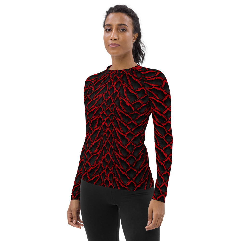 Crimson Dragon Scale Women's Rash Guard