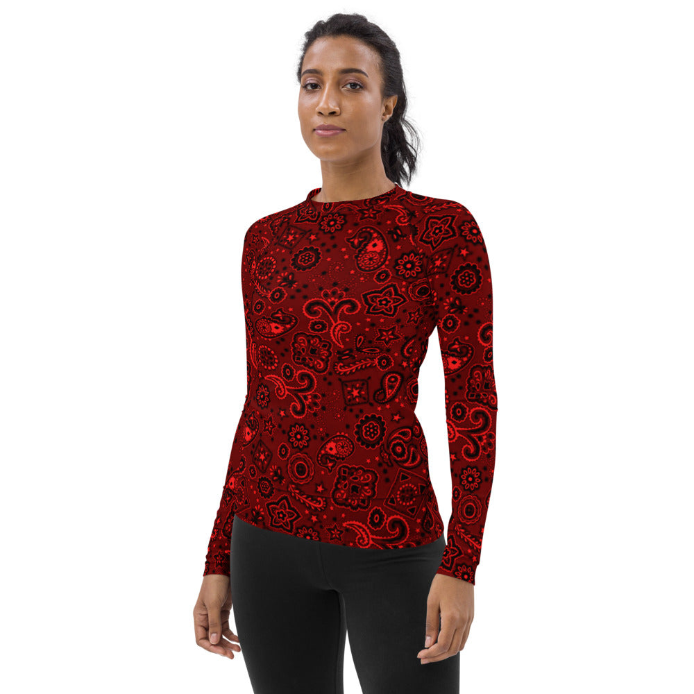 Crimson Bandana Women's Rash Guard