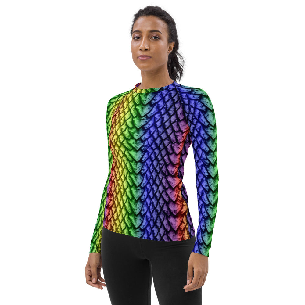 Rainbow Dragon Scale Women's Rash Guard