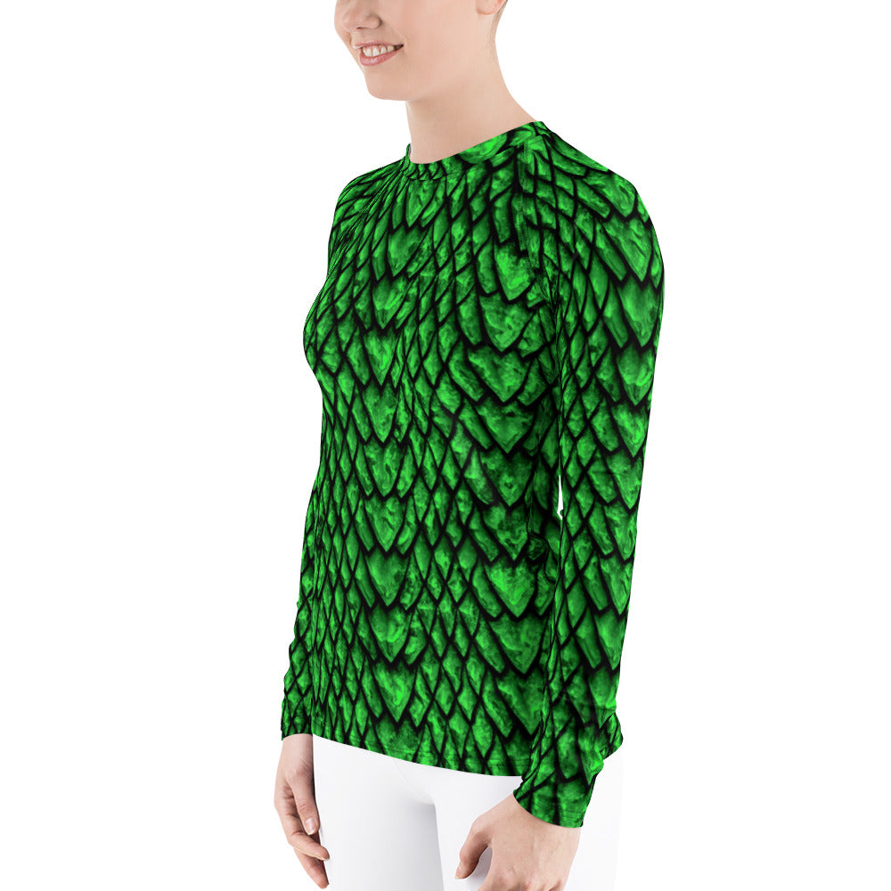 Emerald Dragon Scale Women's Rash Guard