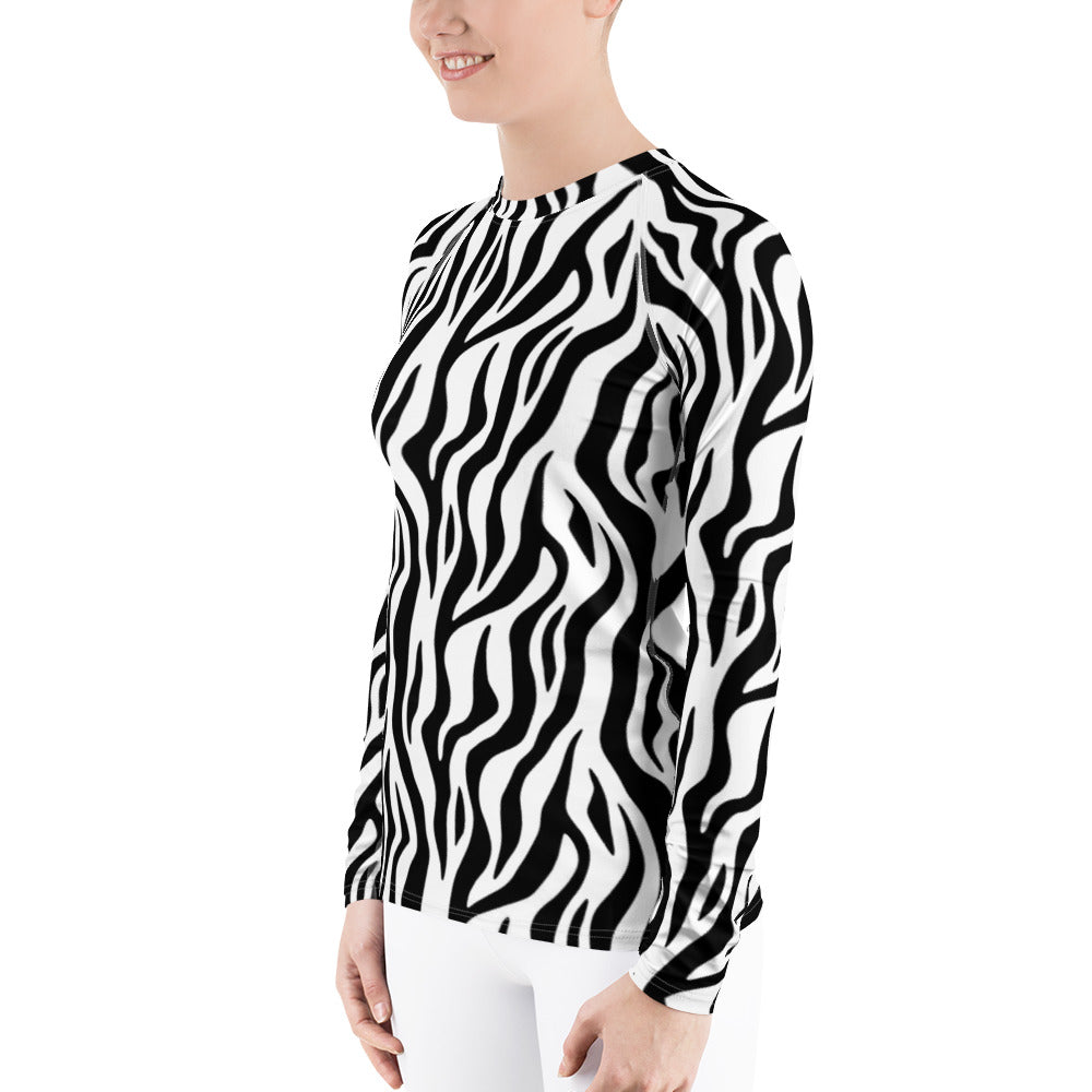 Zebra Stripe Women's Rash Guard