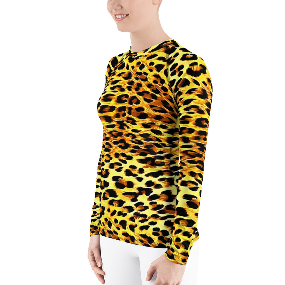 Leopard Print Women's Rash Guard