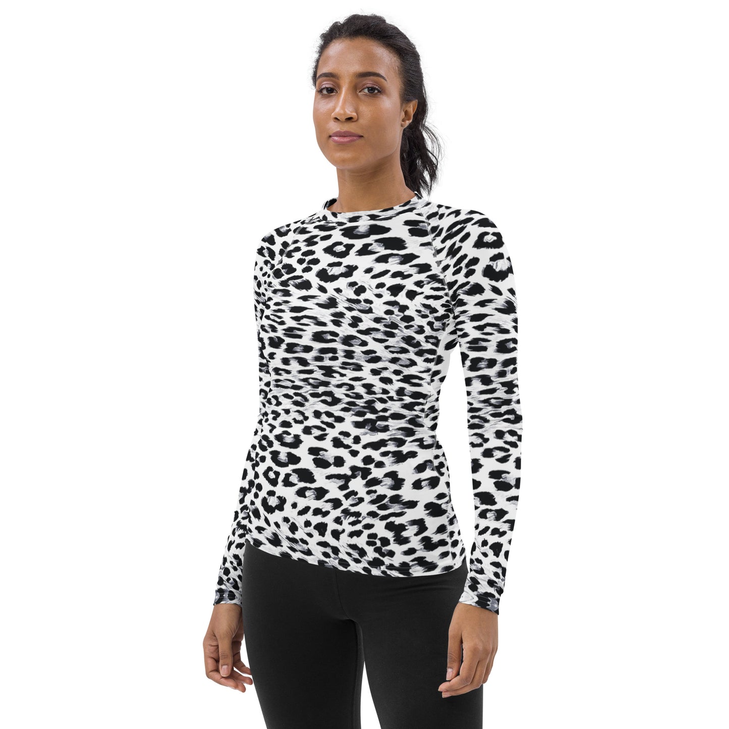 Snow Leopard Print Women's Rash Guard