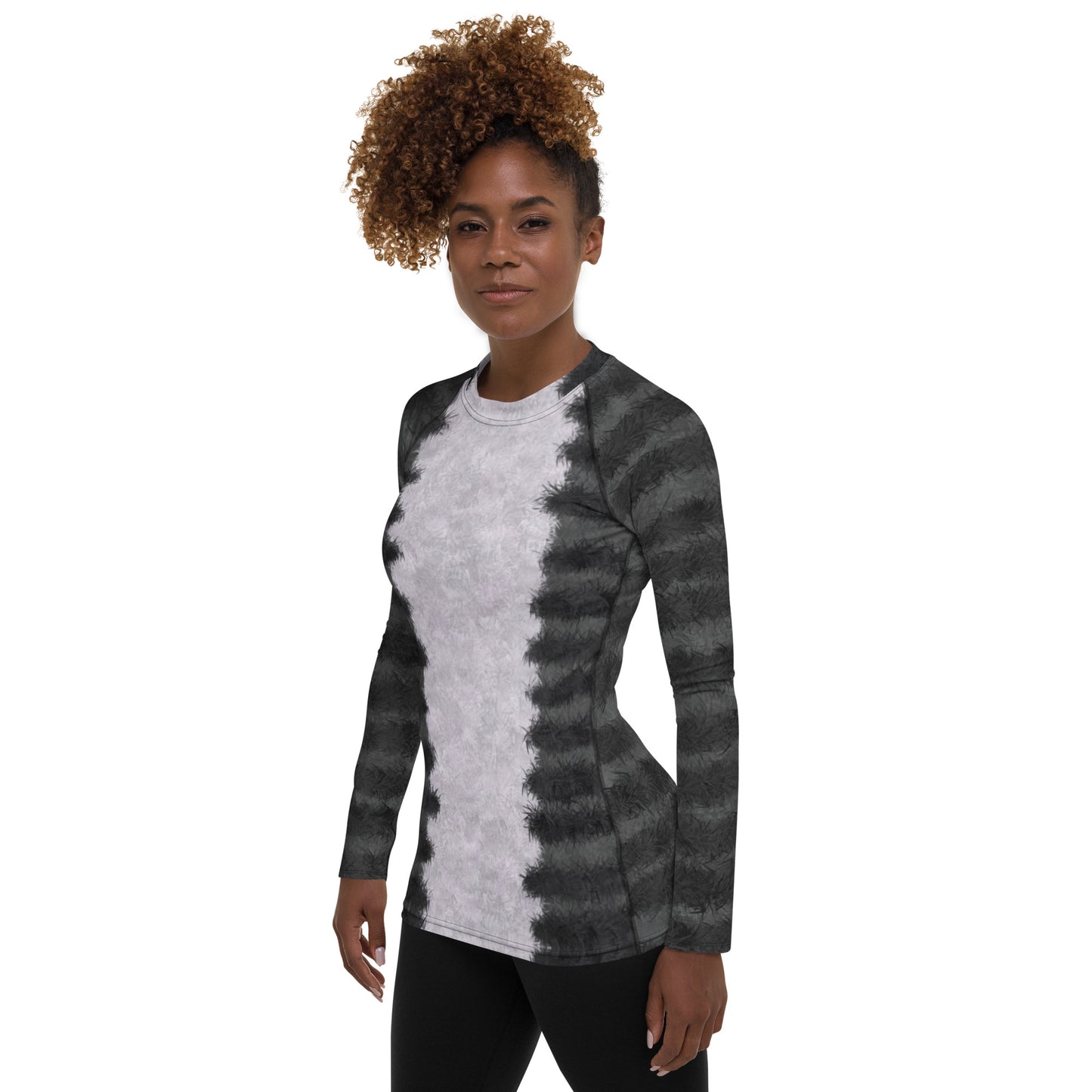 Grey Tabby Cat Fur Print Women's Rash Guard