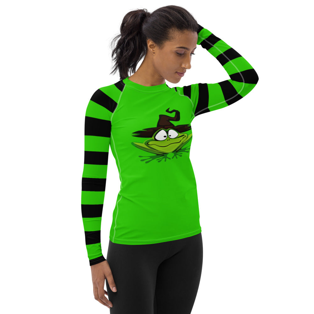 Witchy Green Stripe Women's Rash Guard