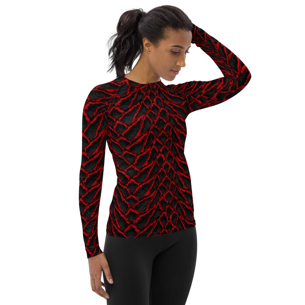 Crimson Dragon Scale Women's Rash Guard