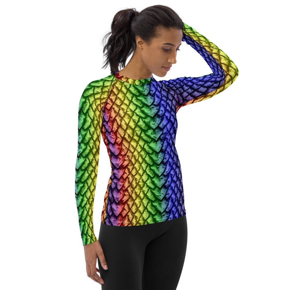 Rainbow Dragon Scale Women's Rash Guard