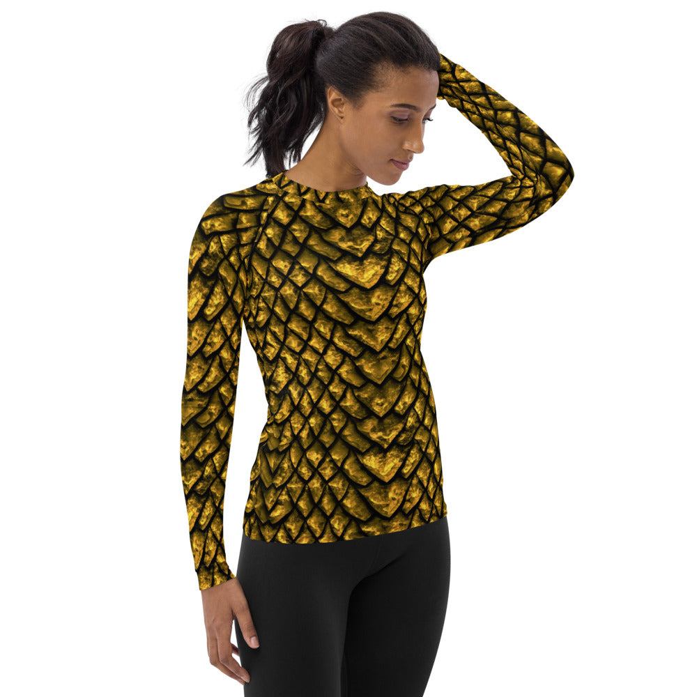 Gold Dragon Scale Women's Rash Guard