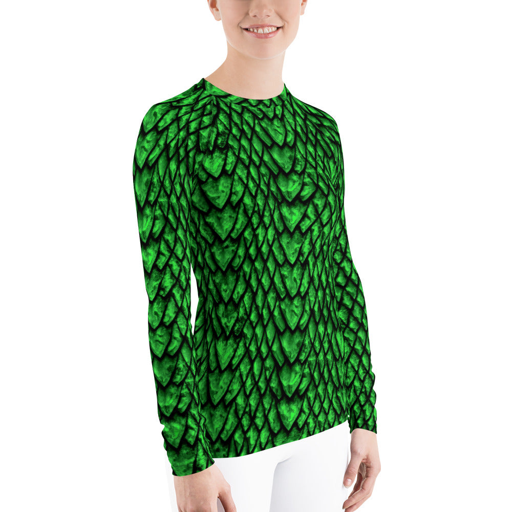 Emerald Dragon Scale Women's Rash Guard