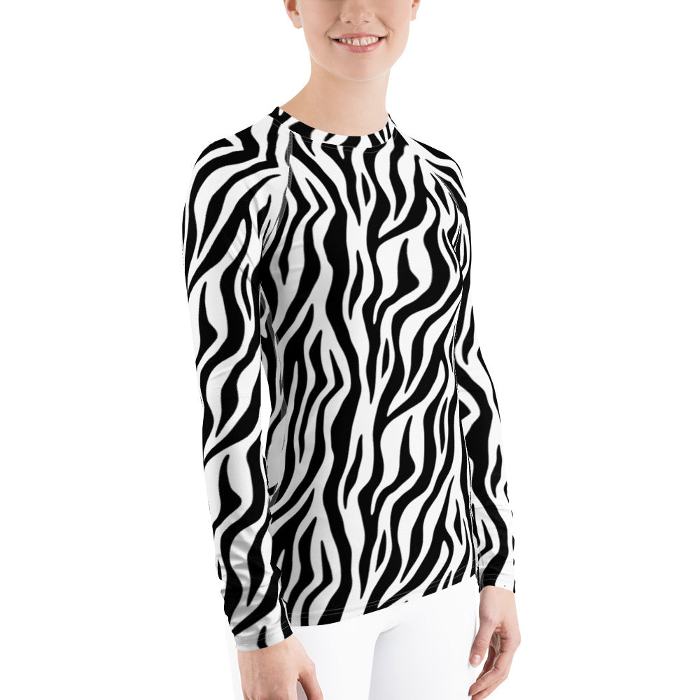 Zebra Stripe Women's Rash Guard