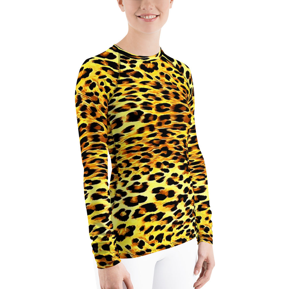 Leopard Print Women's Rash Guard