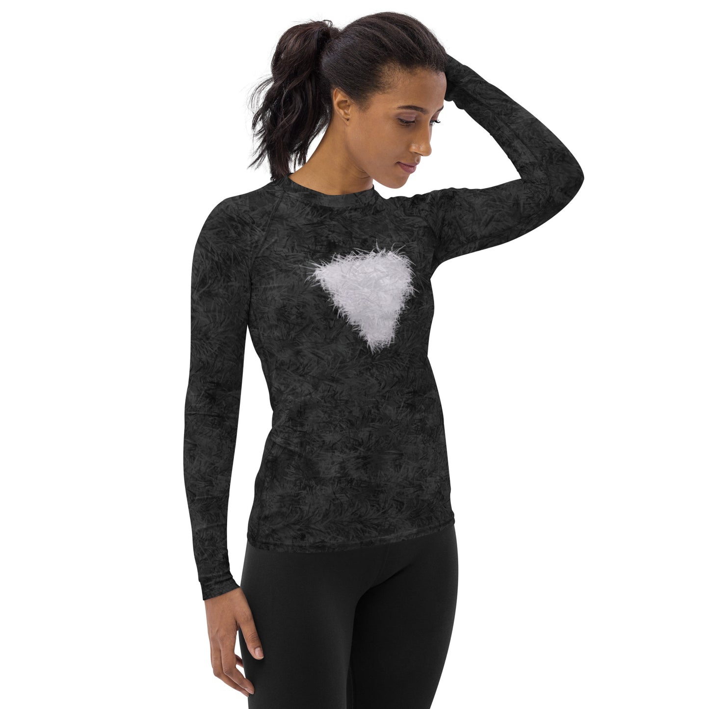 Black Cat with White Bib Fur Print Women's Rash Guard