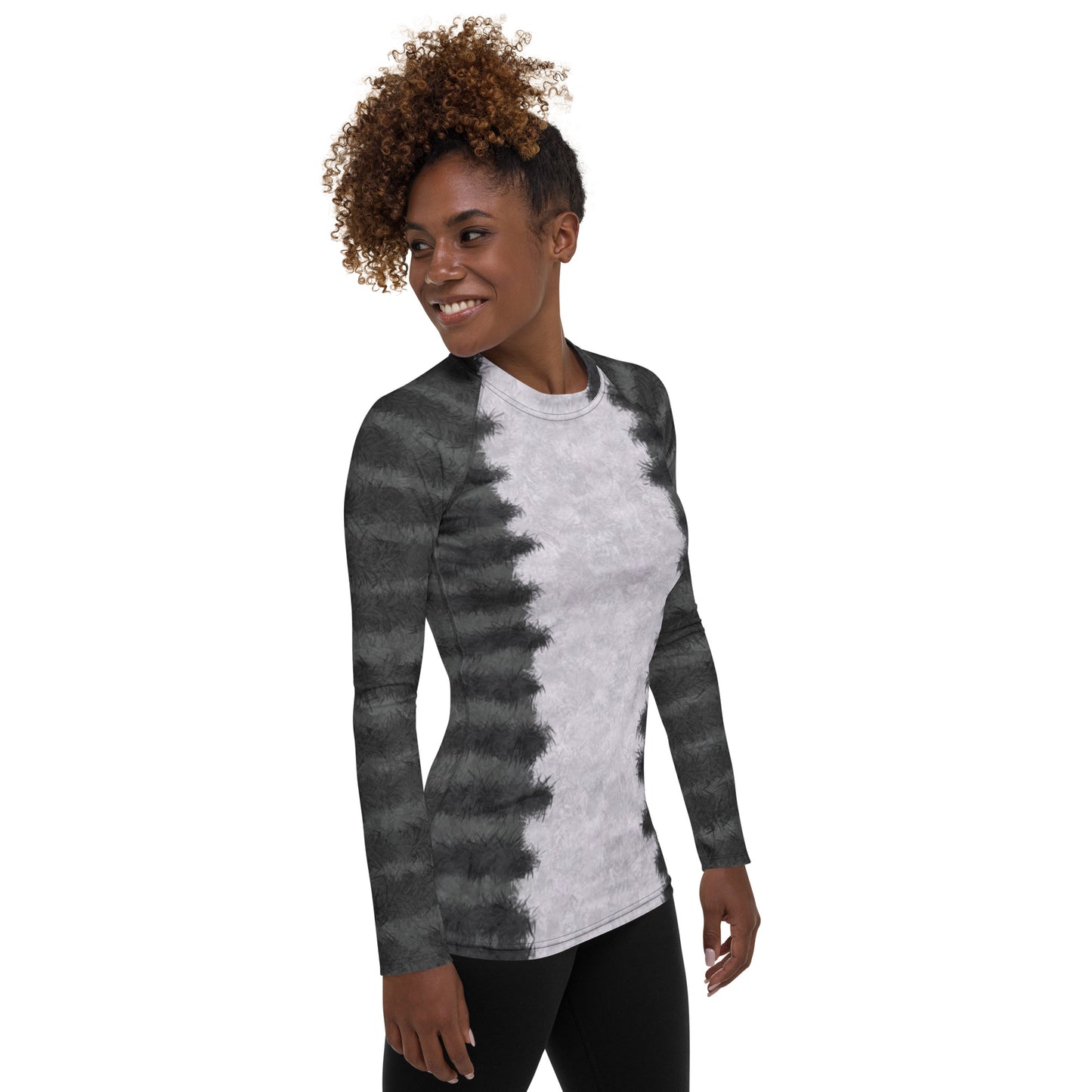 Grey Tabby Cat Fur Print Women's Rash Guard