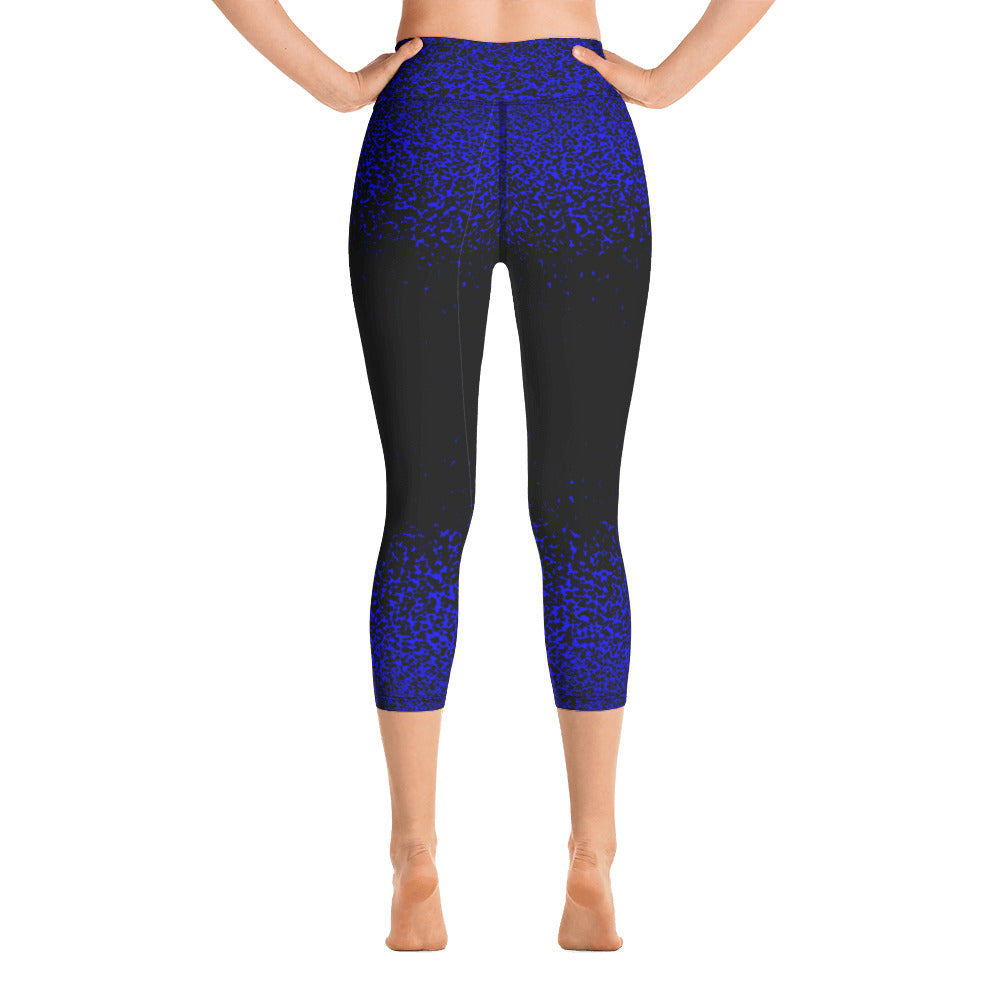 Blue Speckles Yoga Capri Leggings