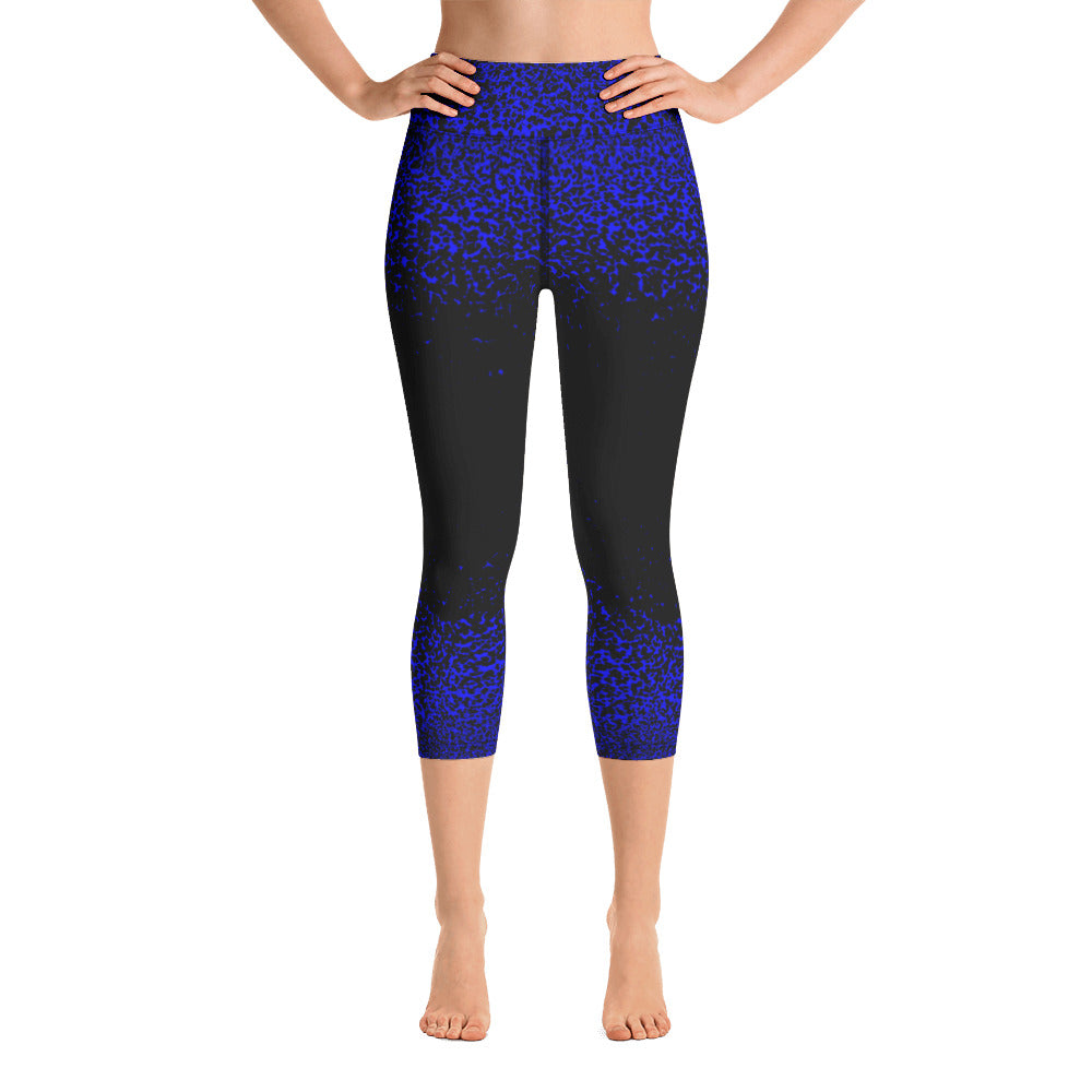 Blue Speckles Yoga Capri Leggings