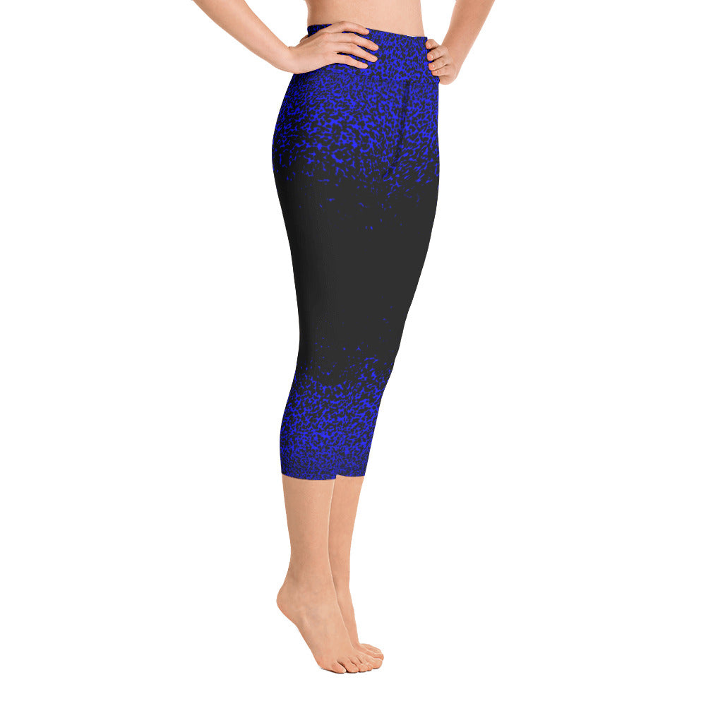 Blue Speckles Yoga Capri Leggings