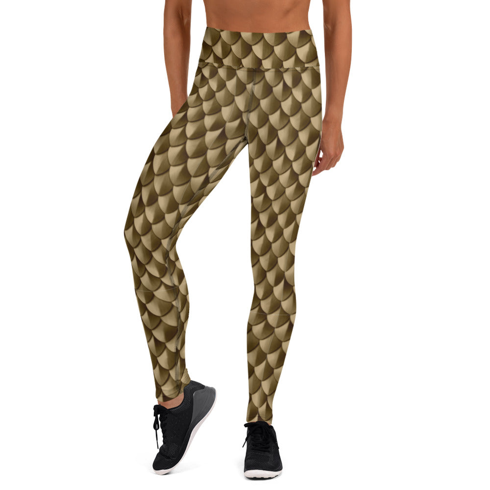 Bronze Scale Yoga Leggings with Pockets