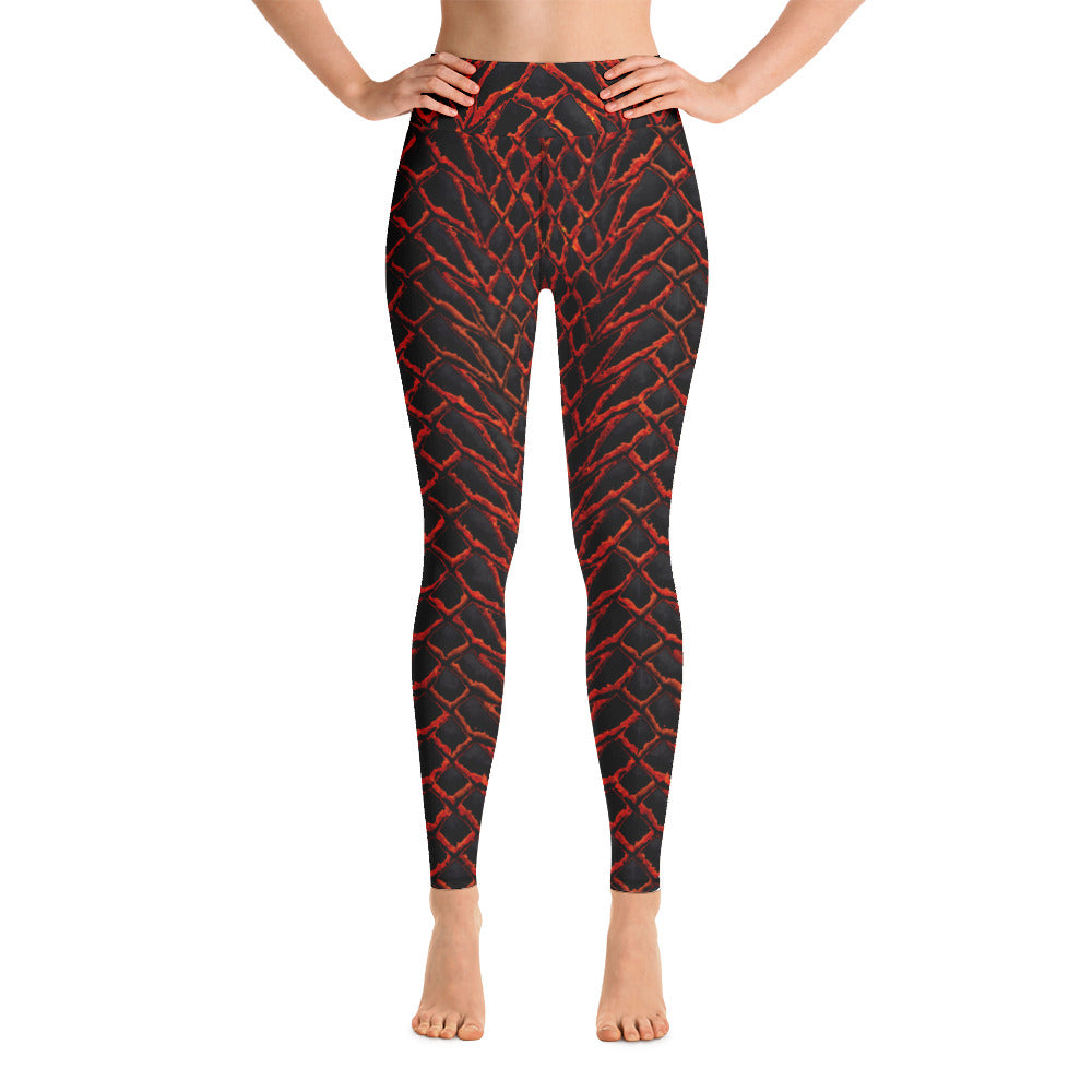 Molten Dragon Scale Yoga Leggings With Pockets