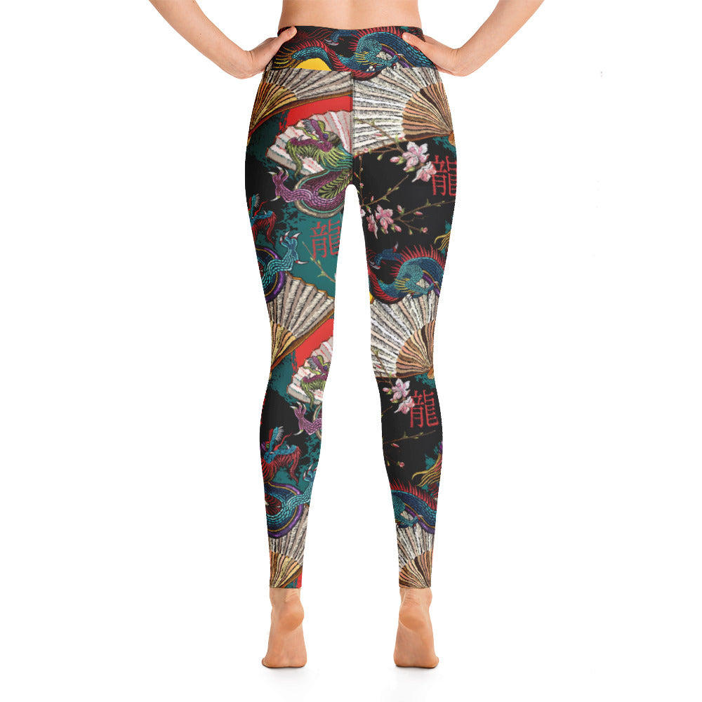 Dragons and Fans Yoga Leggings