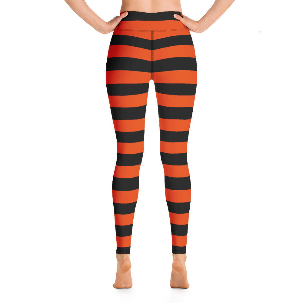 Witch's Orange and Black Stripe Yoga Leggings