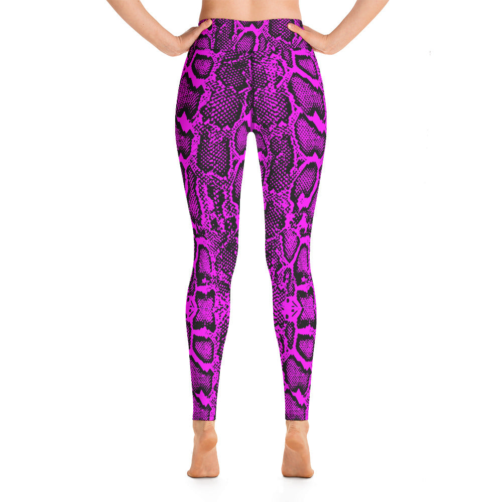 Pink Python Print Yoga Leggings