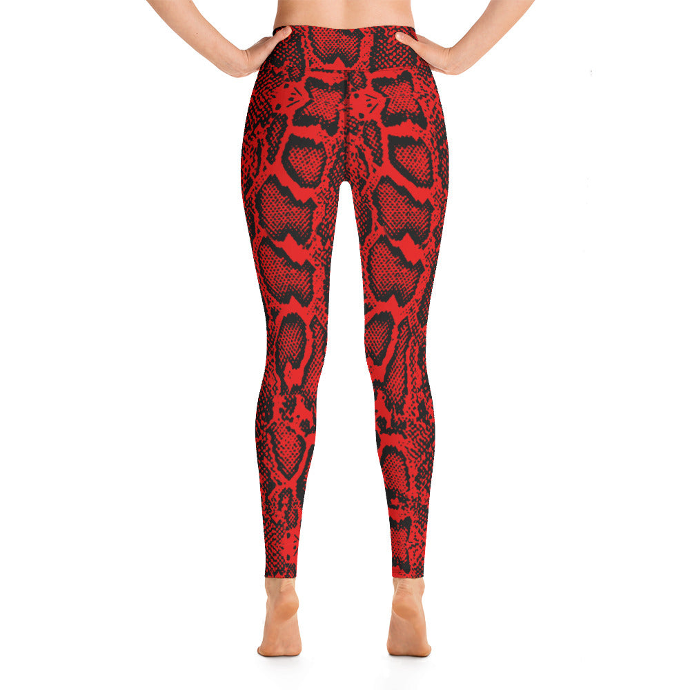 Crimson Python Skin Print Yoga Leggings