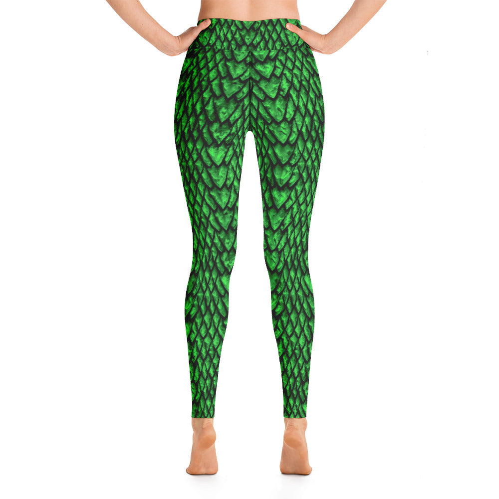 Emerald Dragon Scale Yoga Leggings