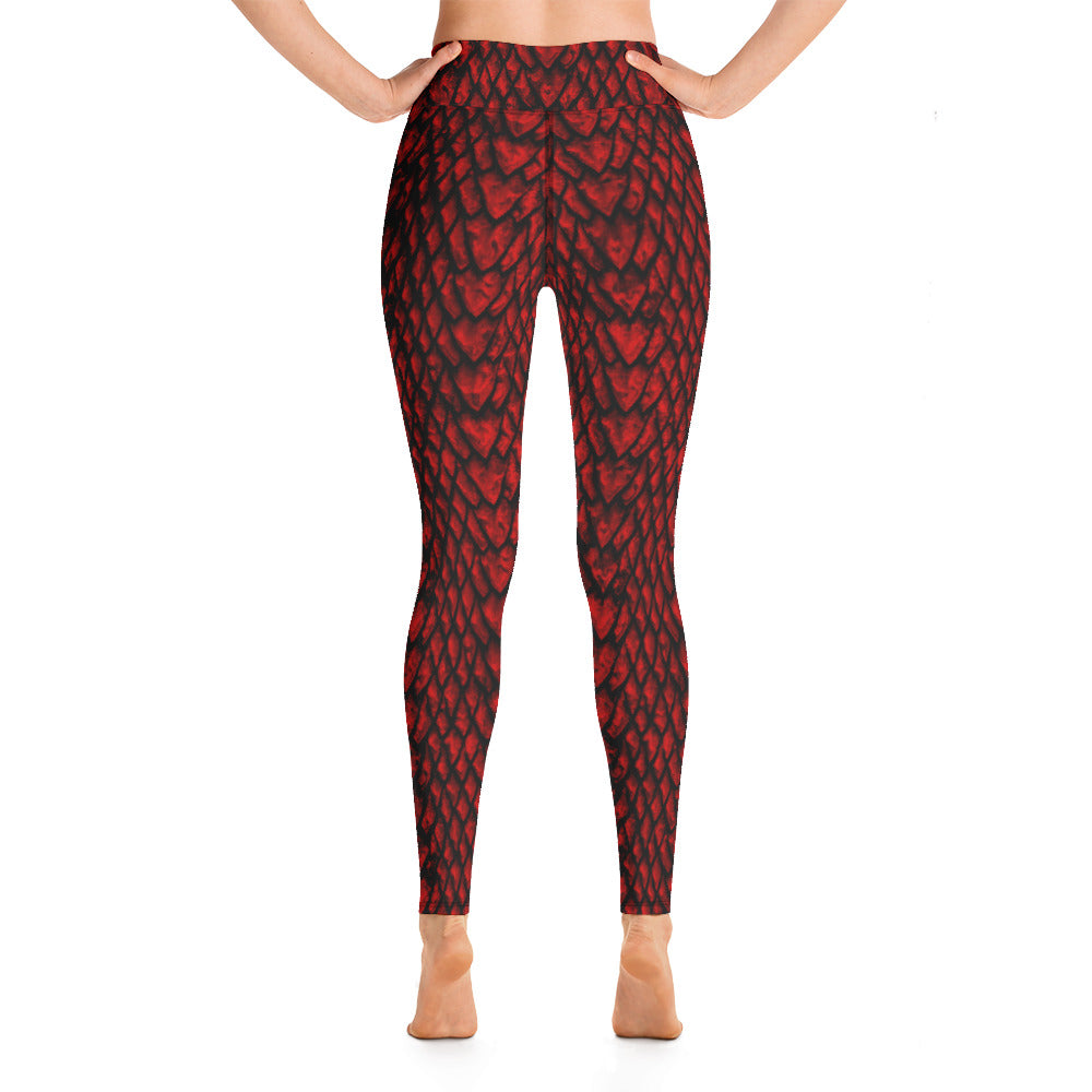 Ruby Dragon Scale Yoga Leggings