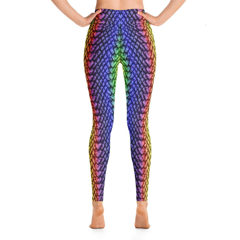 Rainbow Dragon Scale Yoga Leggings