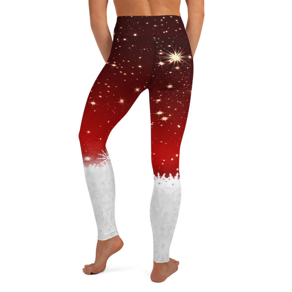 Yoga Waist 5 Inch Red/White Snowflake Print Leggings – CELEBRITY LEGGINGS