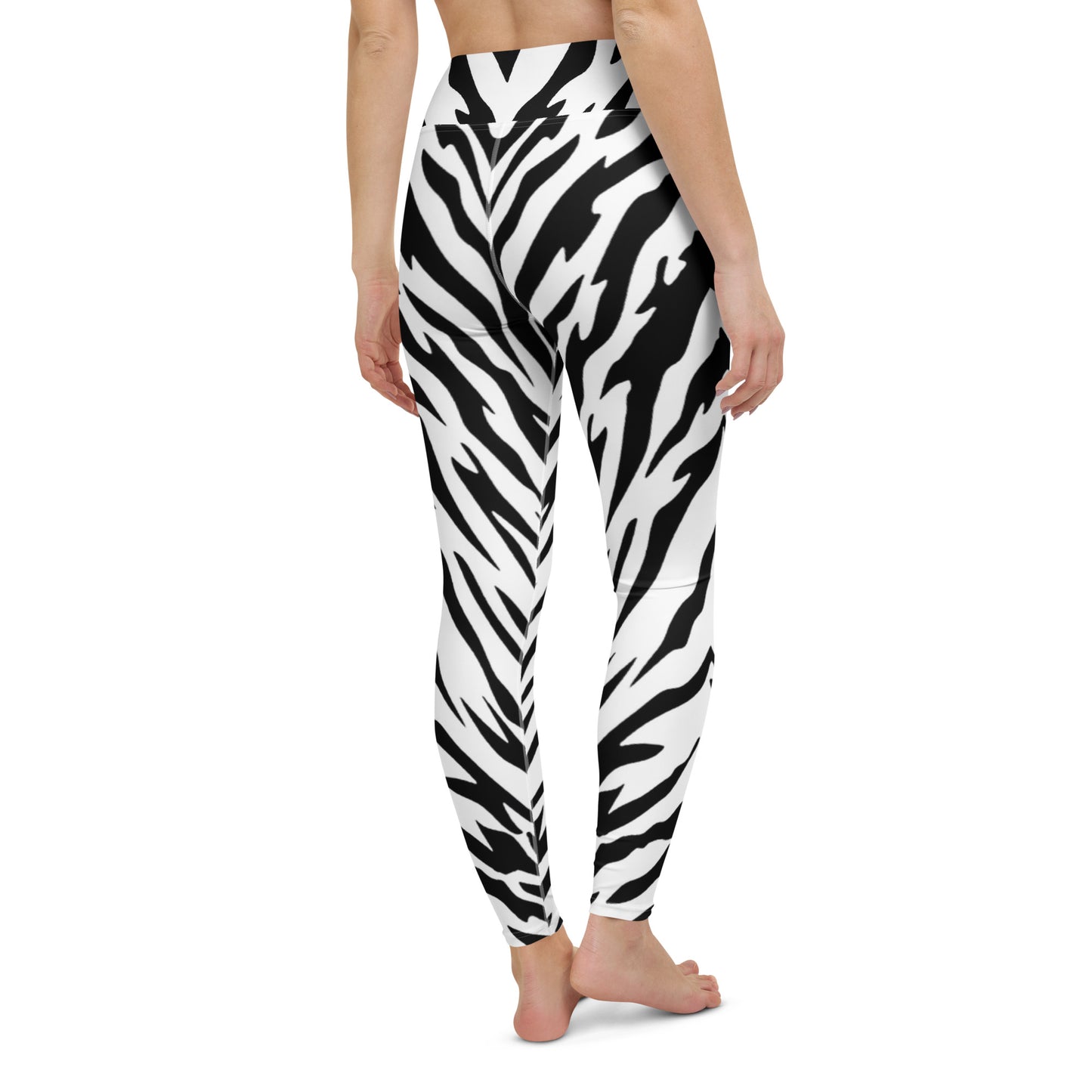 White Tiger Stripe Pattern Yoga Leggings