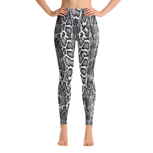 Black and White Python Skin Print Yoga Leggings